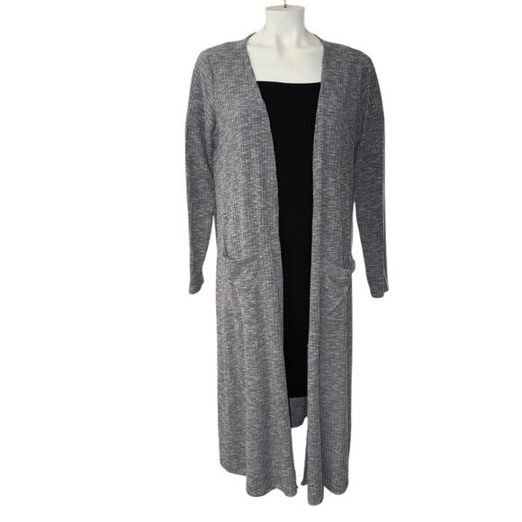 LuLaRoe Women’s Medium Gray Long Stretch Cardigan With Pockets - Picture 2 of 7